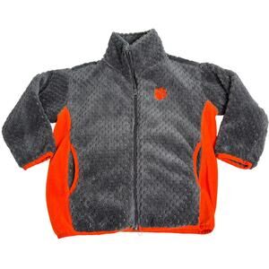 Clemson toddler gray fleece full zip jacket. Size 3T. embroidered paw. Tigers